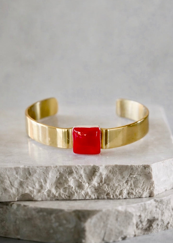 Sweetheart Gold .5 Inch Square - Red
