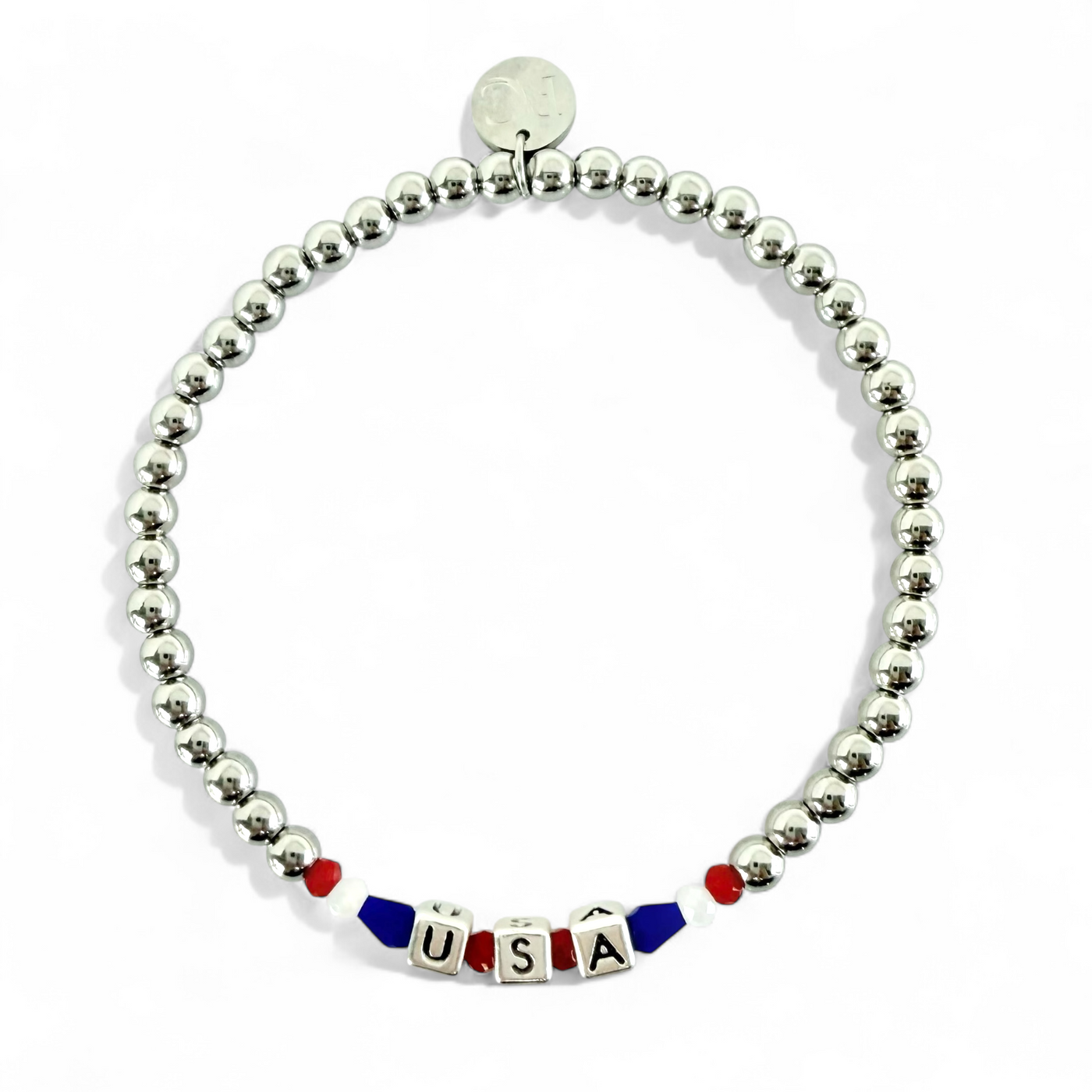 USA - RW&B - Block Letters - Silver