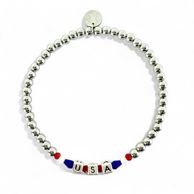 USA - RW&B - Block Letters - Silver