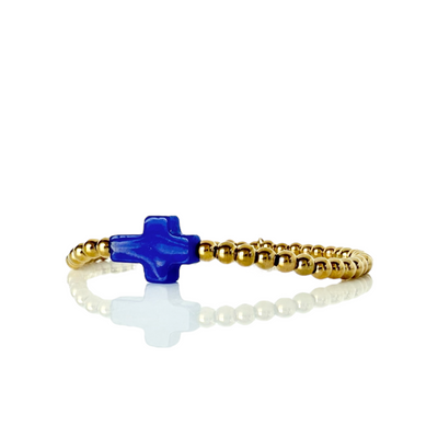 Gemstone Cross - Cobalt Jade - Gold