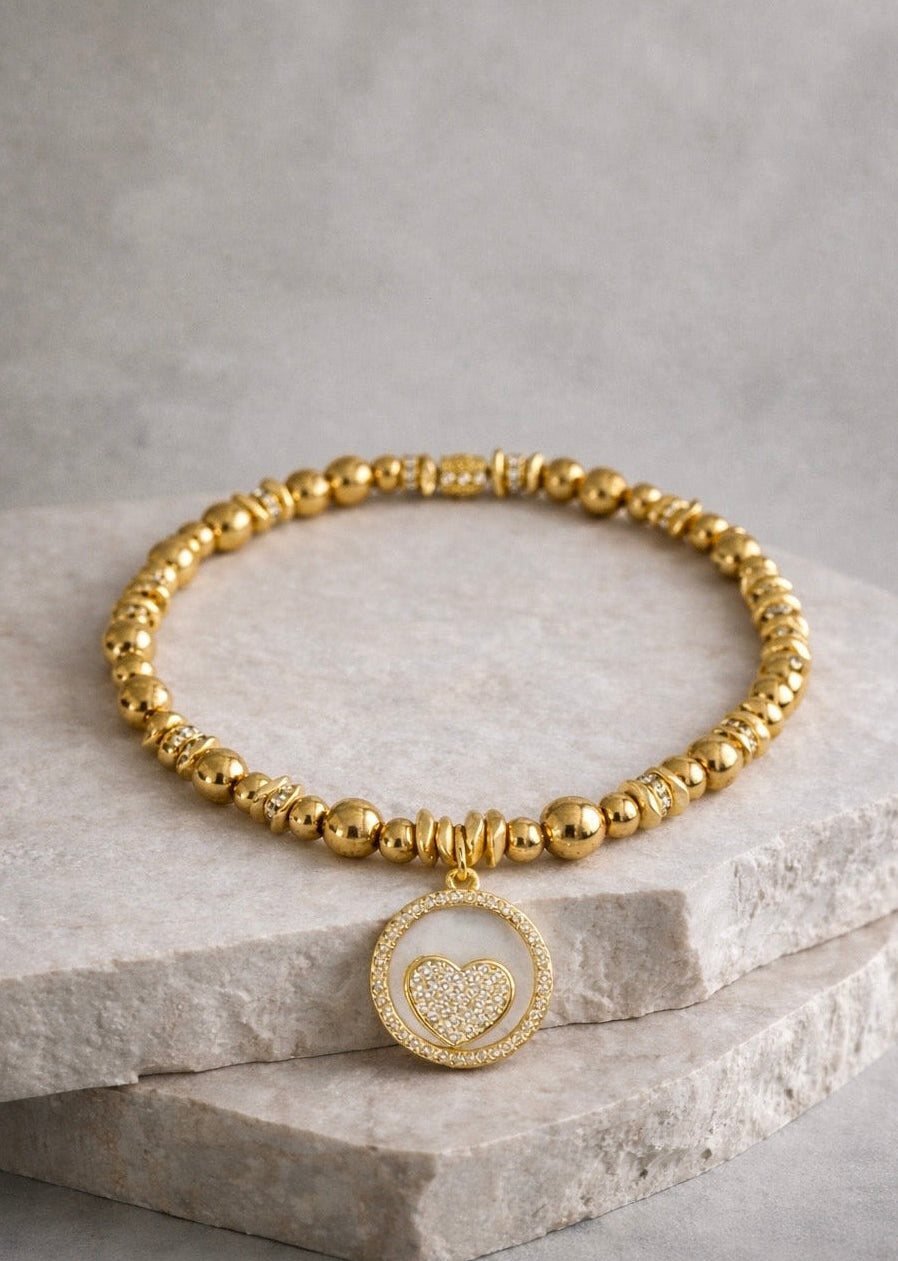 Sweetheart Mother of Pearl Pave Heart