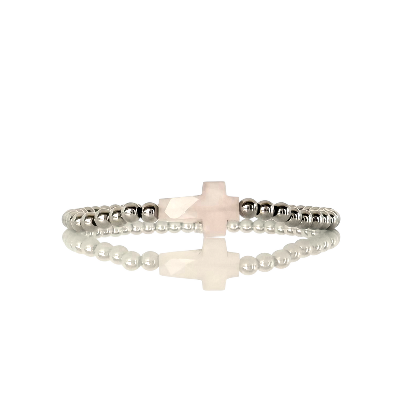 Cross Etched Gemstone - Blush - Silver