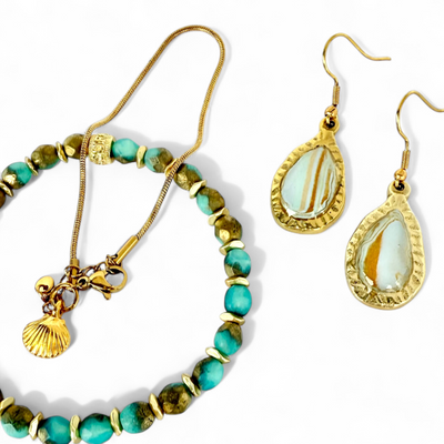 Frances Earrings - Earth and Waves - Gold