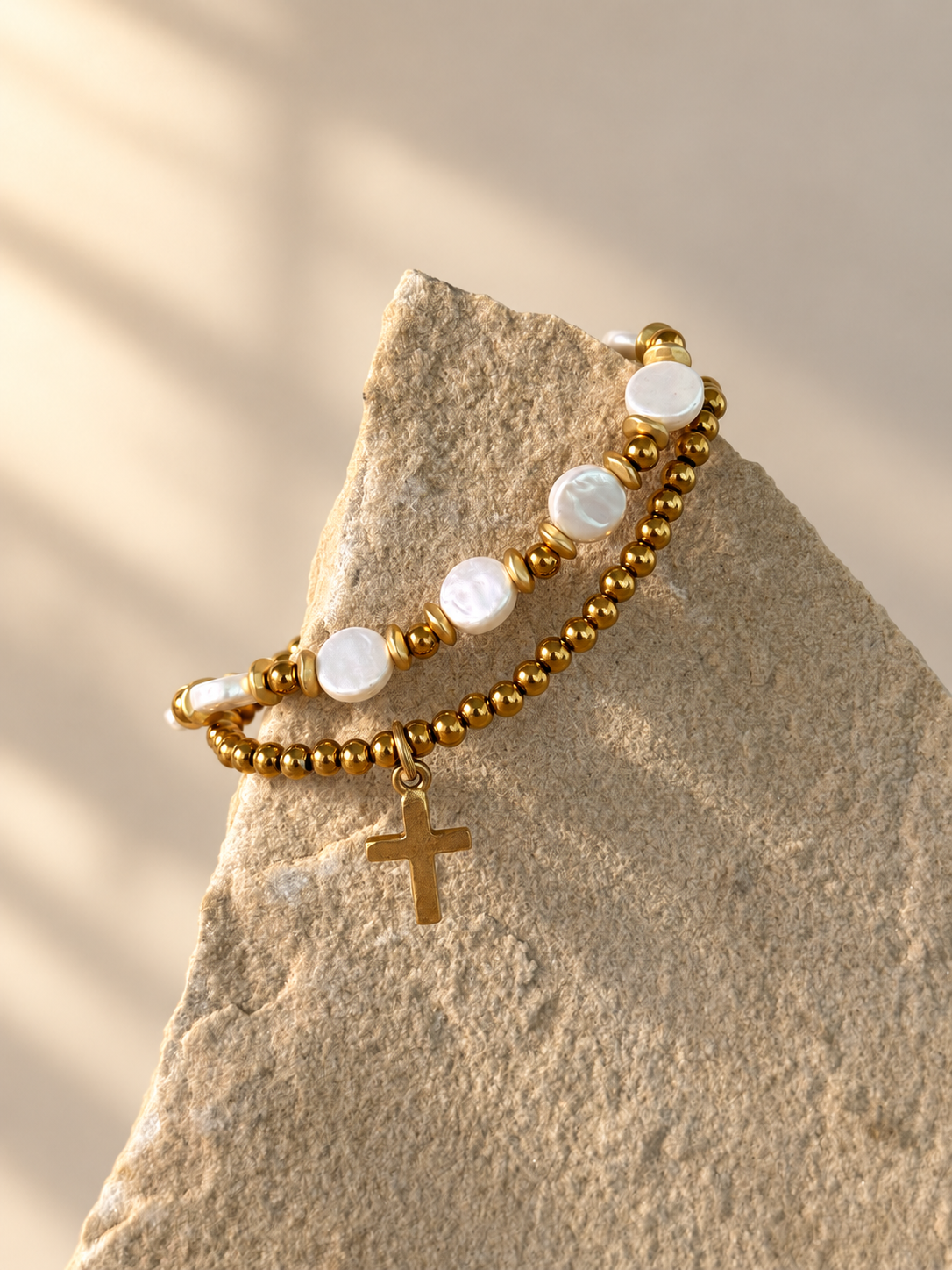 Coin Pearls with Gold Spacers