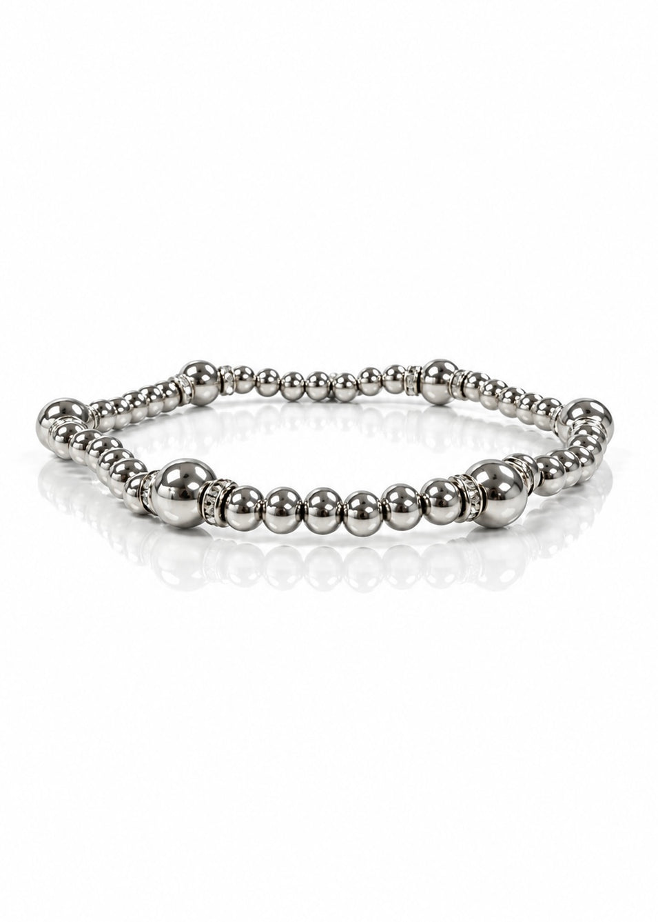 Classic Silver Beaded Variation with 4mm pavé, front view