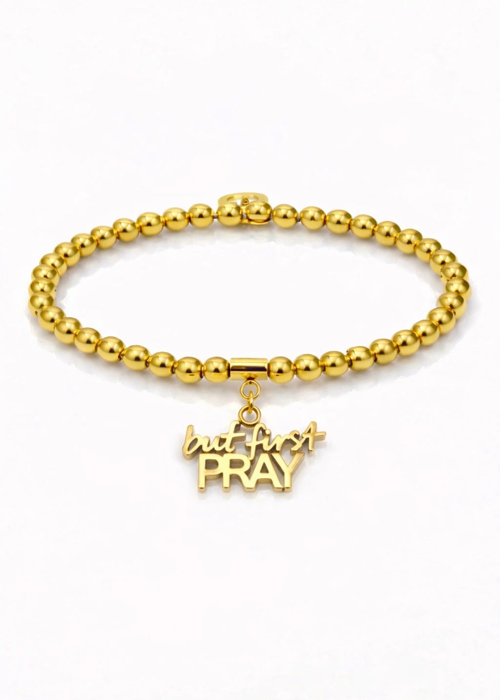 But First Pray 4mm beaded (Gold with gold charm)