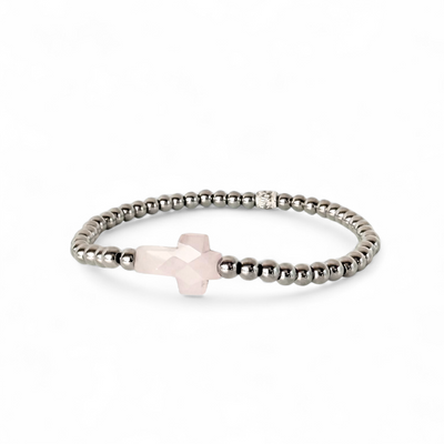 Cross Etched Gemstone - Blush - Silver