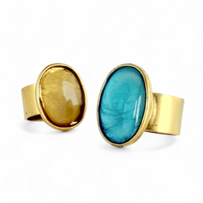 St. Tropez Ovale Ring - Sea Glass - Gold