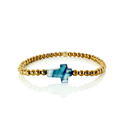 Cross Etched Gemstone - Ombre Jewel Toned - Gold