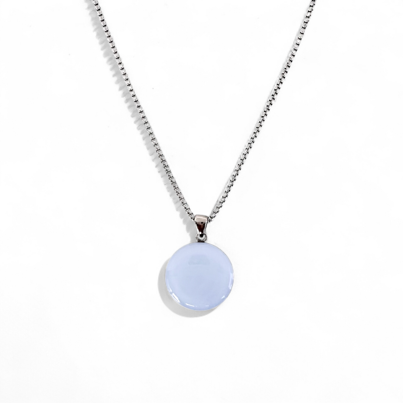 Round 1" Pendant Silver Necklace - Periwinkle