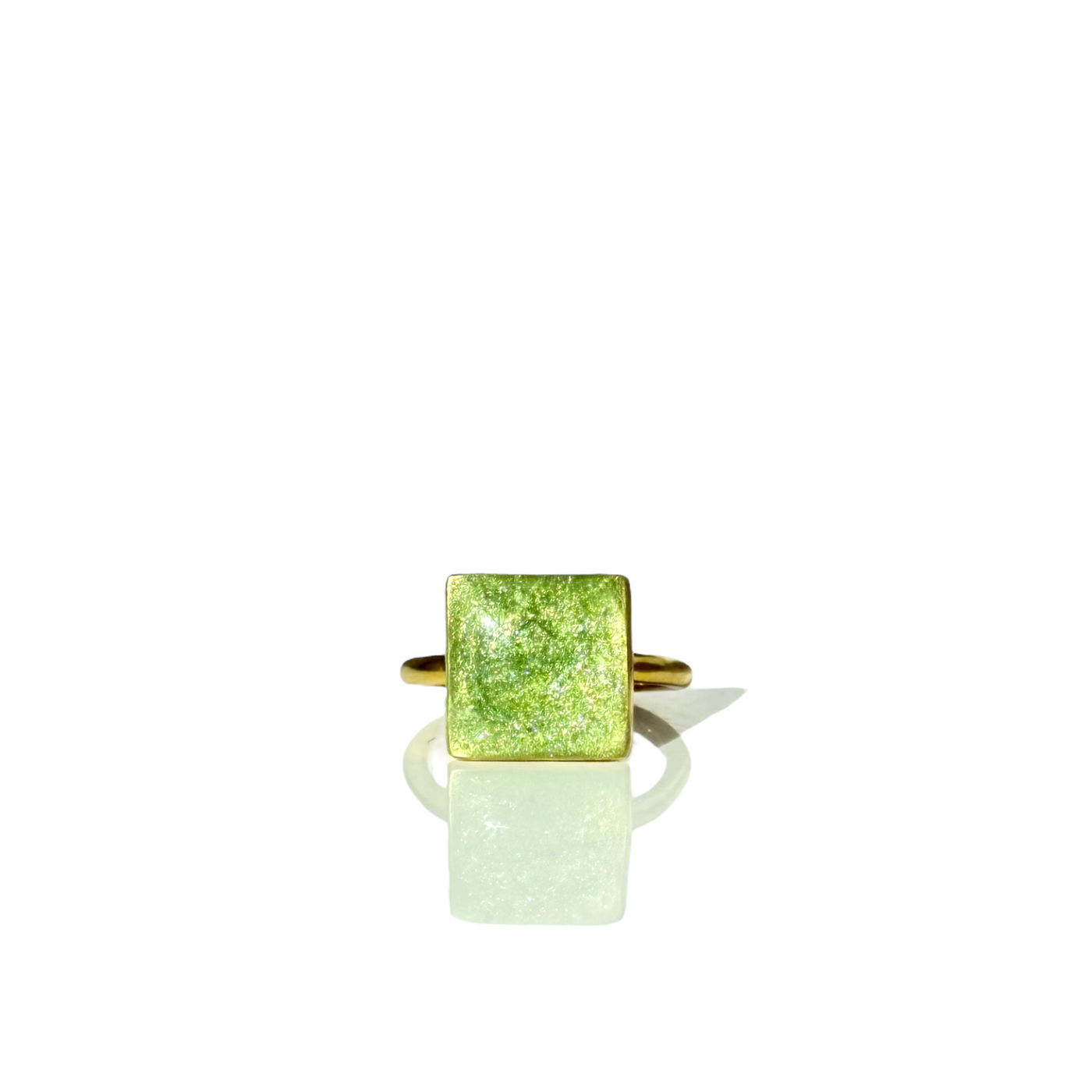 Enchanted Green Square Ring - Gold