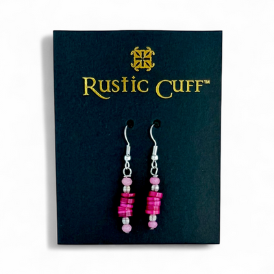 Shocking Pink - Silver - Earrings