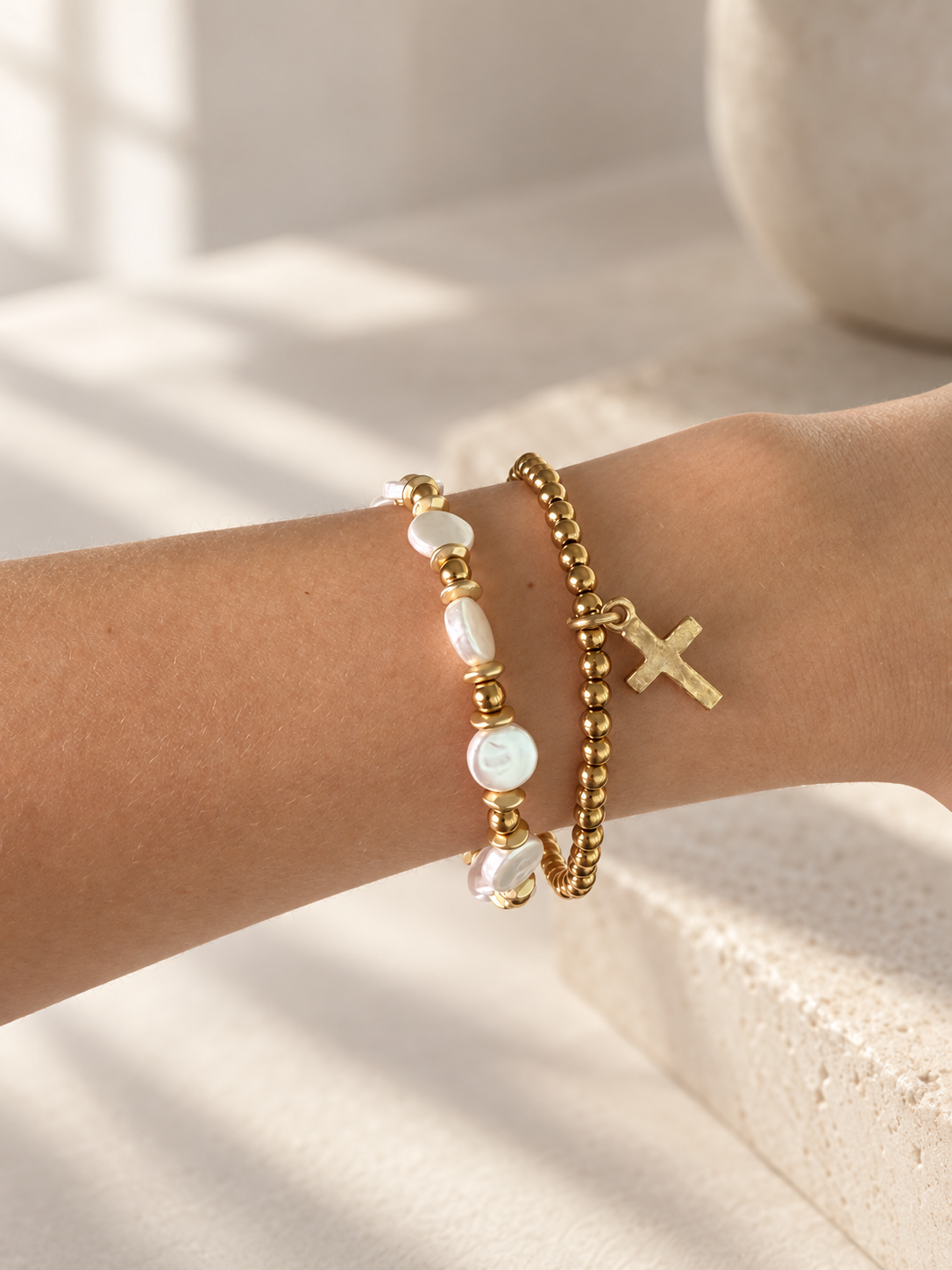 Coin Pearls with Gold Spacers