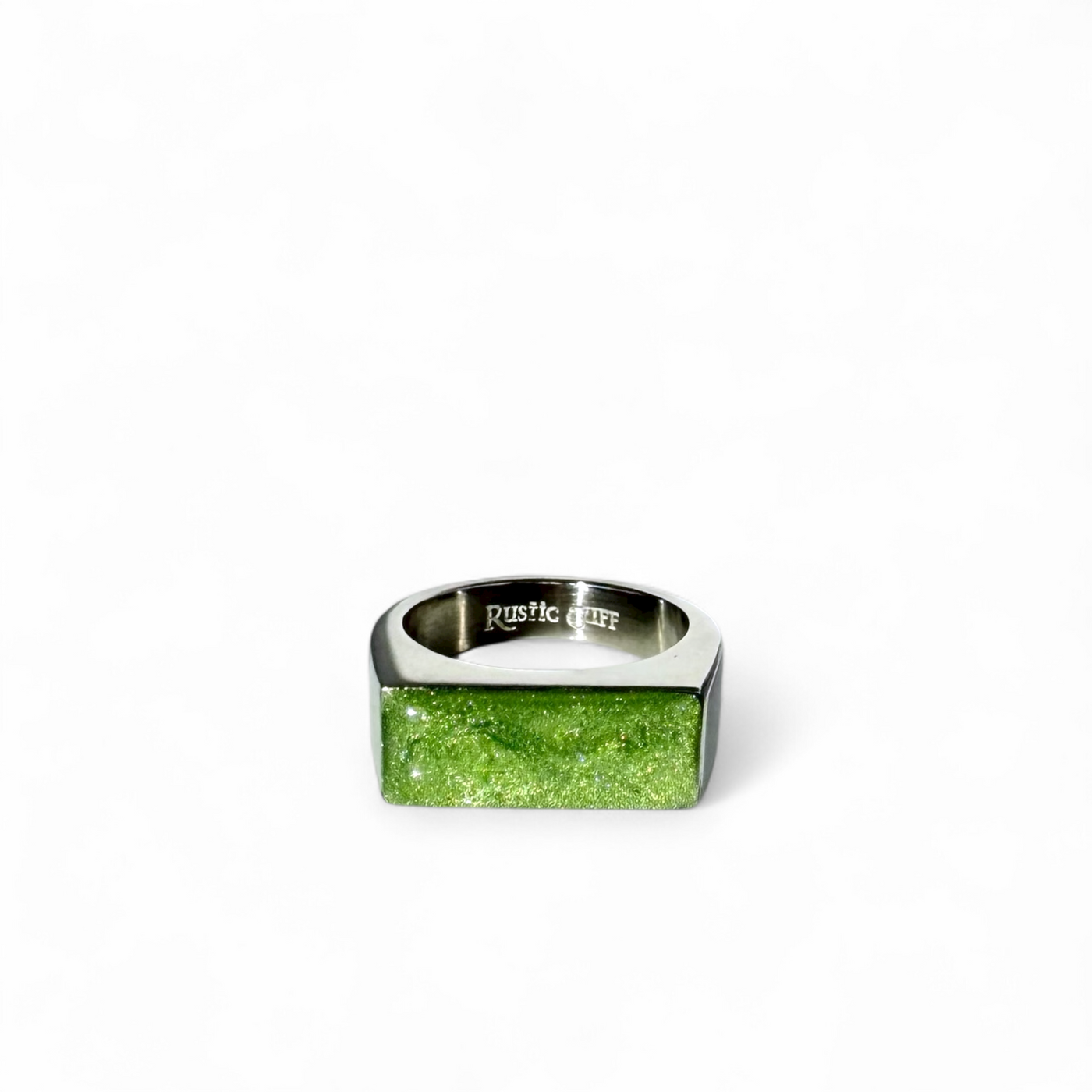 Enchanted Green Bar Ring - Silver