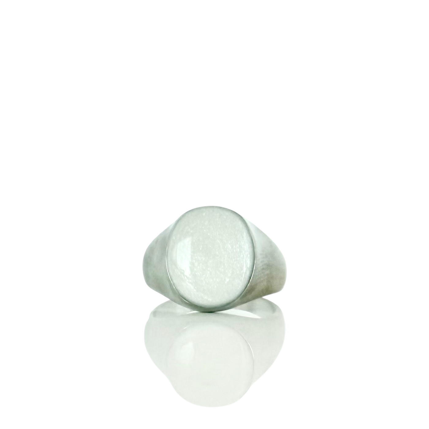 Pearl White Oval Domed Ring - Silver