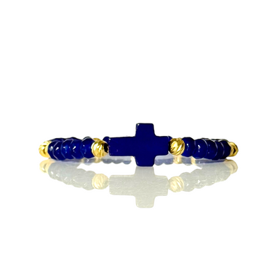 Cross Ornate Cobalt- Gold