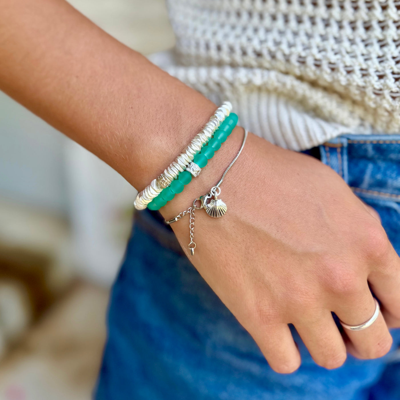 Atlantic Bay Shell Charm Bracelet - Silver