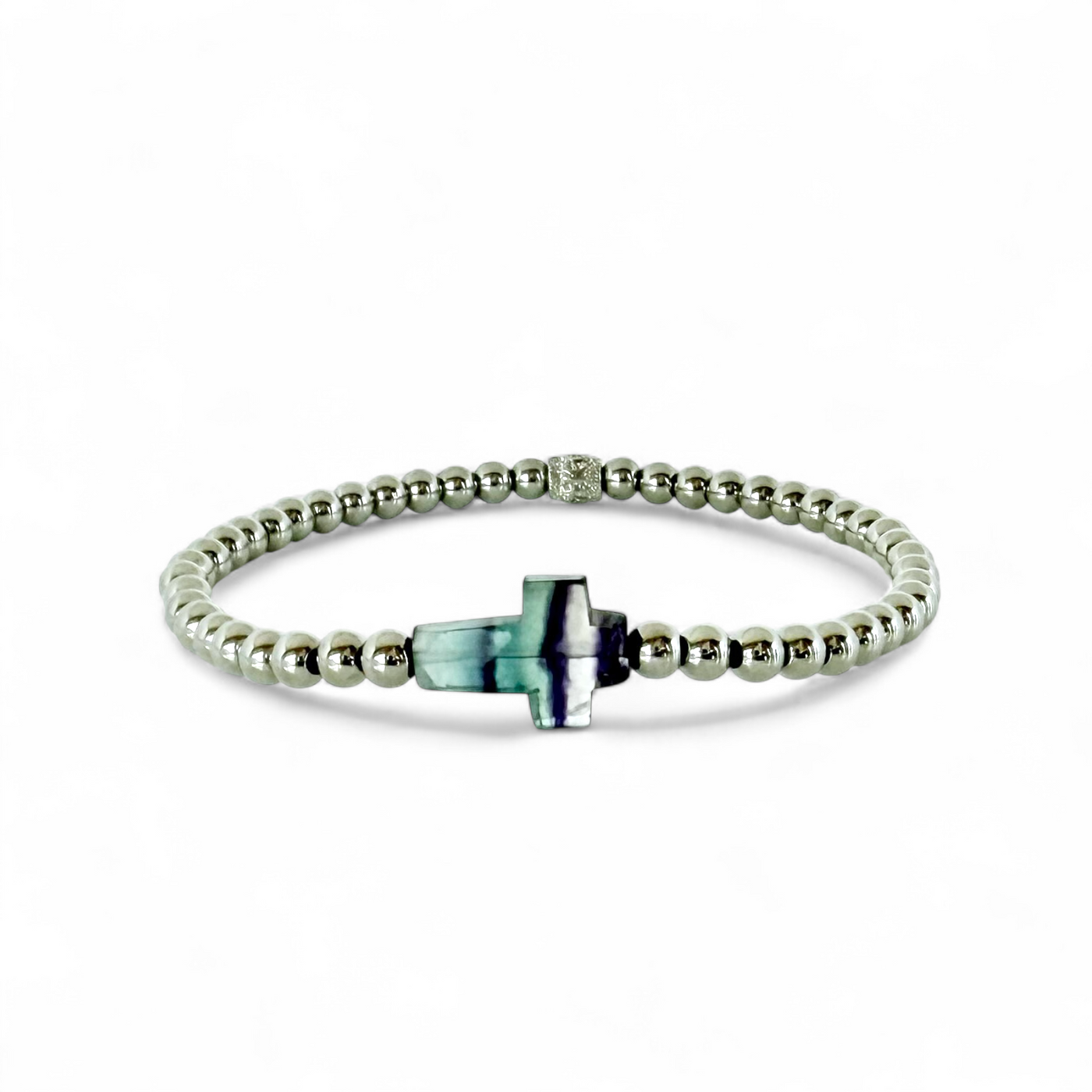 Cross Etched Gemstone - Ombre Jewel Toned - Silver