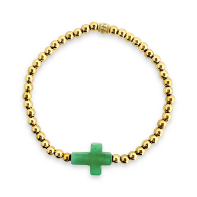Gemstone Cross - Aventurine with Gold