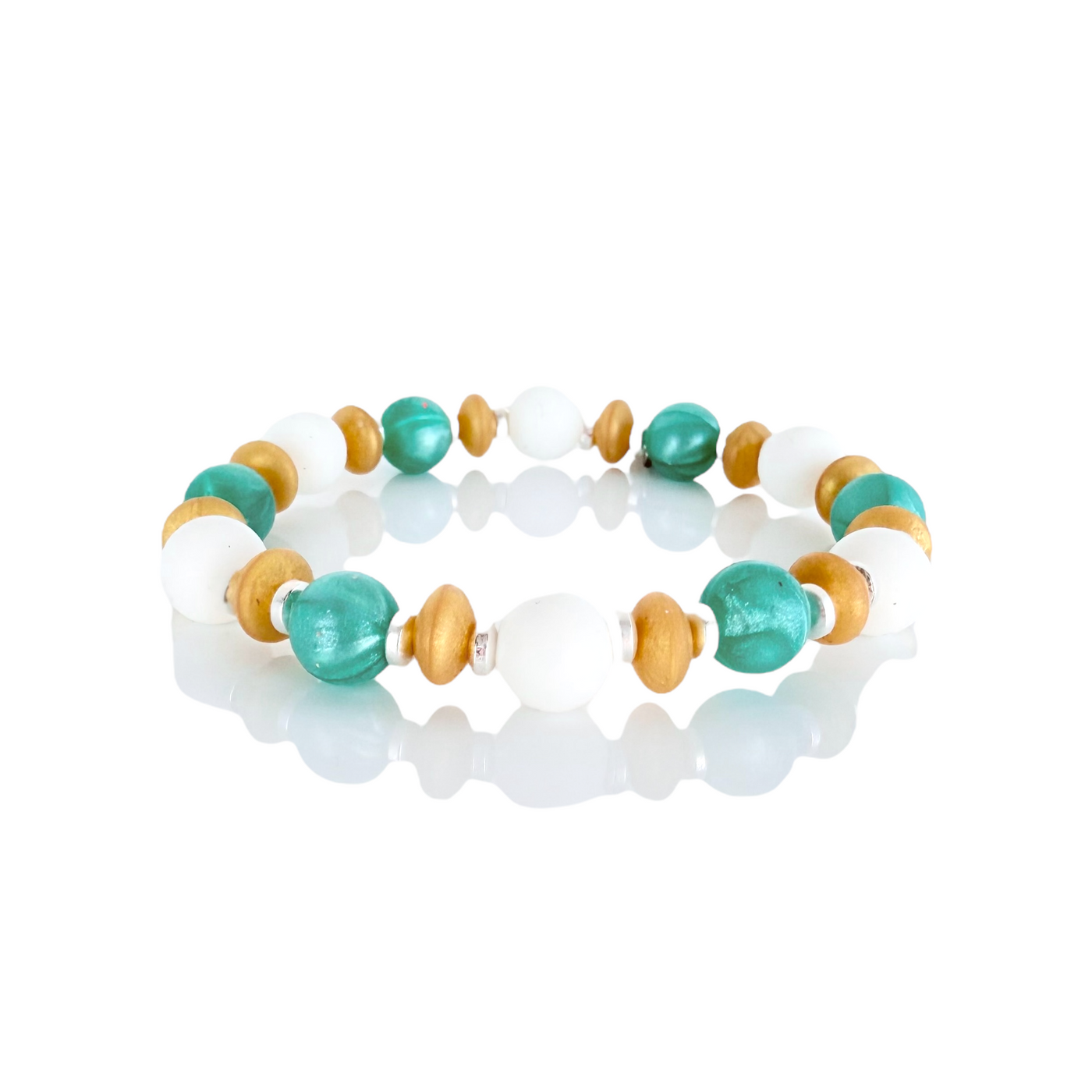 Rachel - Turquoise - White - Pearlized Gold