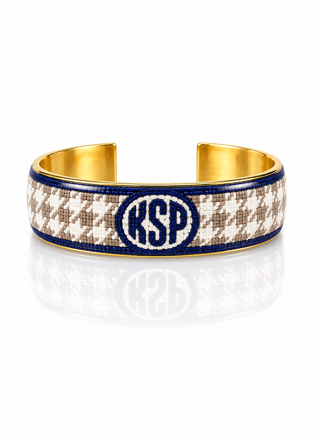 Art Deco Monogram - Houndstooth Beige