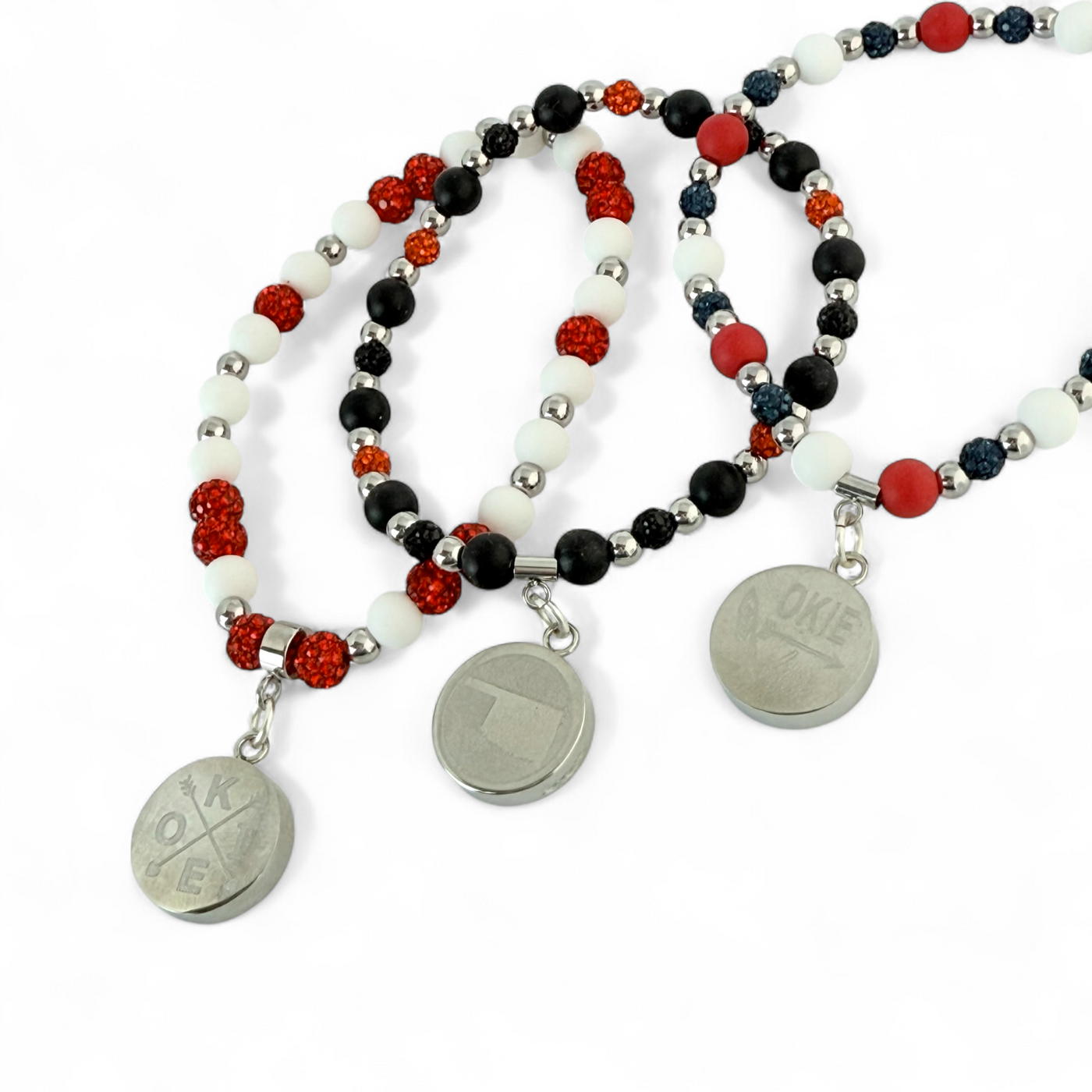 Criss Cross Arrow Okie Silver - Red and White