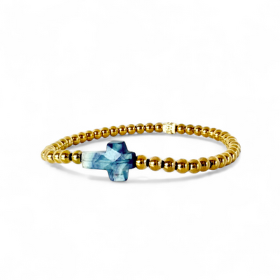 Cross Etched Gemstone - Ombre Jewel Toned - Gold
