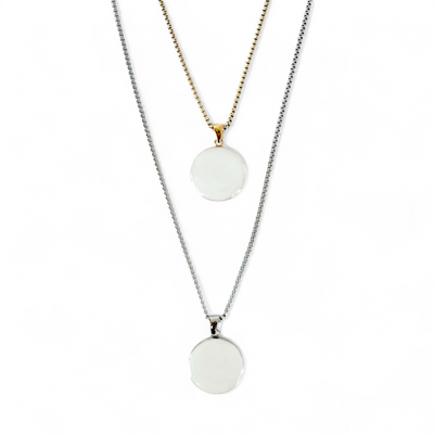 Round 1" Pendant Silver Necklace - Pearl White