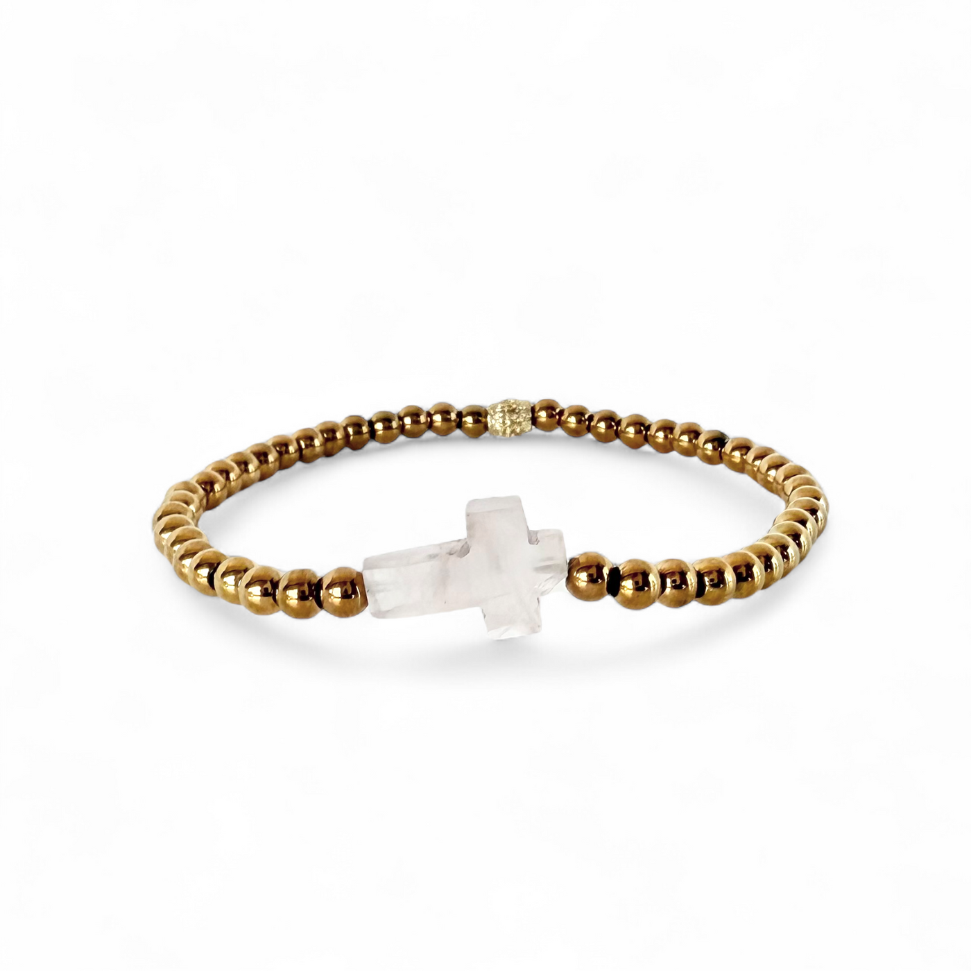 Cross Etched Gemstone - Blush - Gold