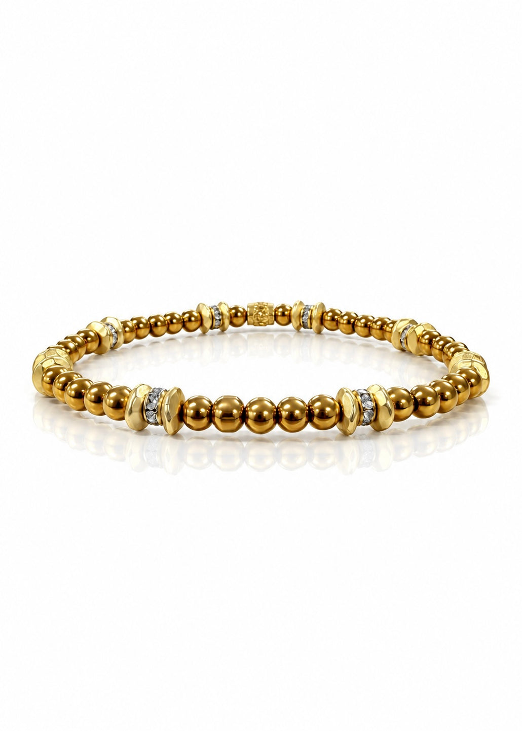 4mm Gold Beads with Gold Pavé, front view