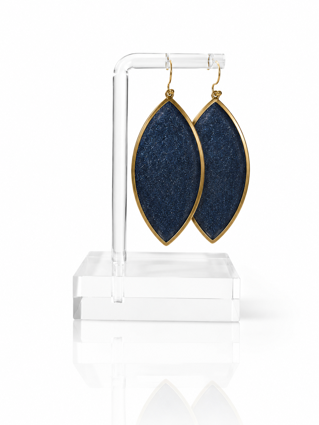 The Americana Edit - Navy Marquise Earrings - Gold