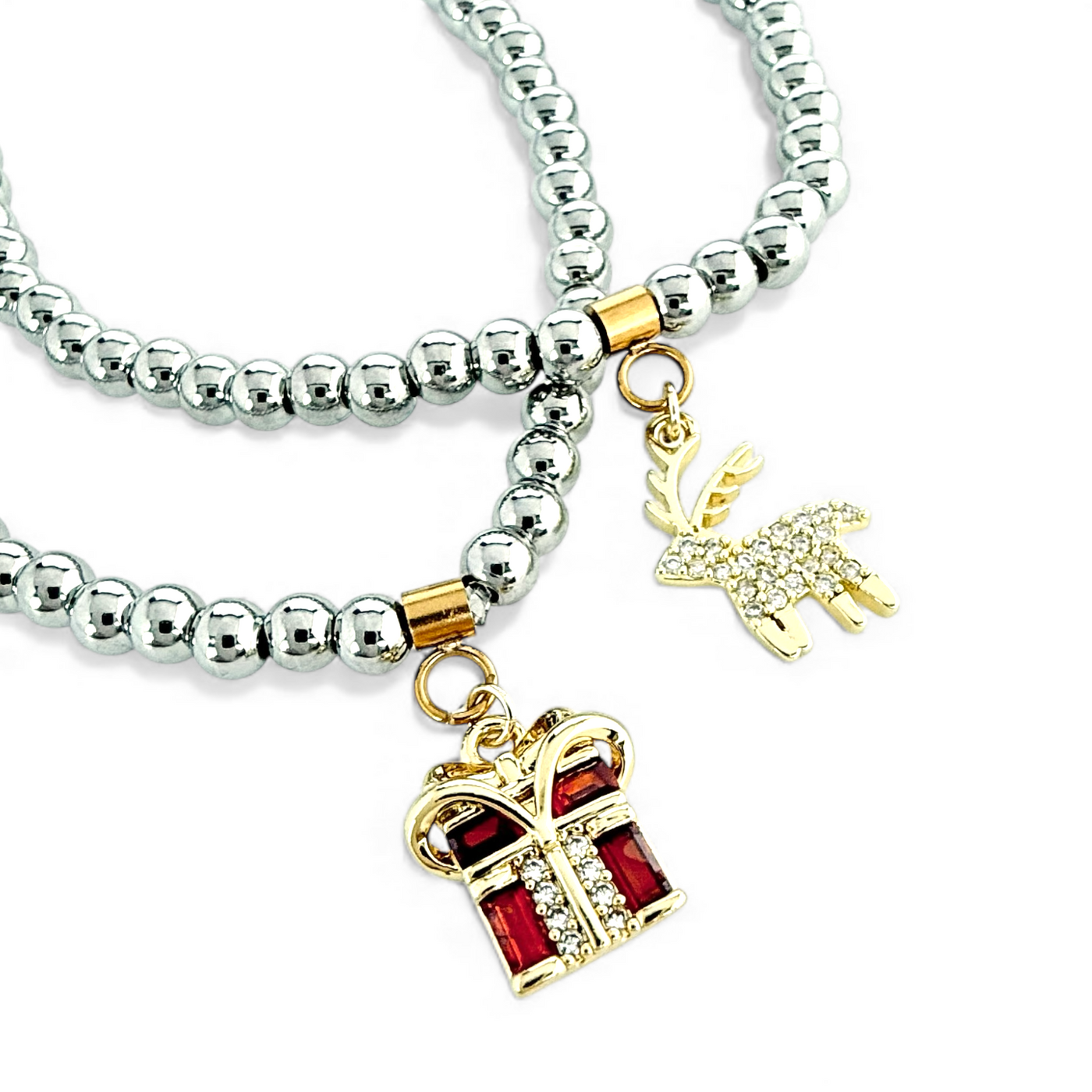 Day 3: Mini Red Present Charm - Gold + Santa Pouch