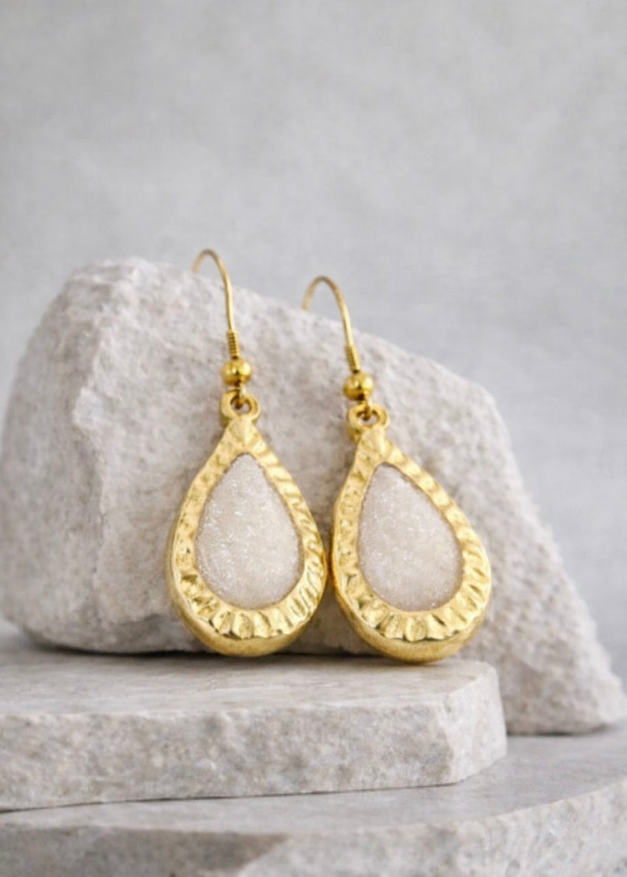 Telluride FRANCES White EARRINGS - GOLD
