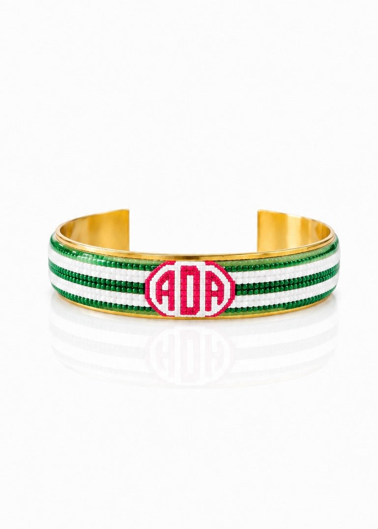 Art Deco Monogram - Horizontal Stripes Green