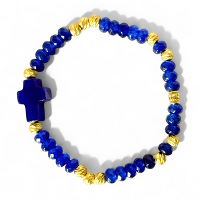 Cross Ornate Cobalt- Gold