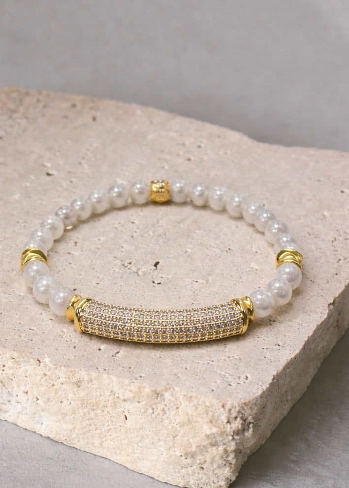 Telluride Gold Pavé Bar White