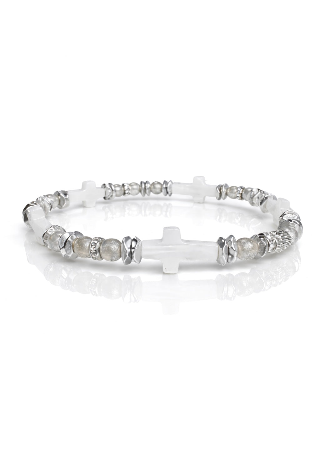 Ever True Quint Pearl Cross Silver