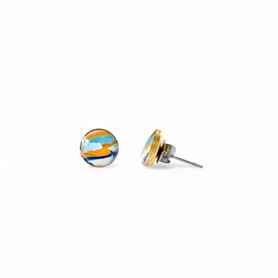 Mini Round Stud Earrings - Summer Sunset