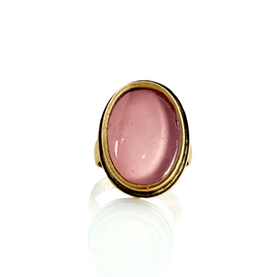 St. Tropez Double Oval Ring - Peony Blush - Gold