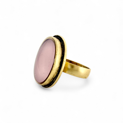 St. Tropez Double Oval Ring - Peony Blush - Gold