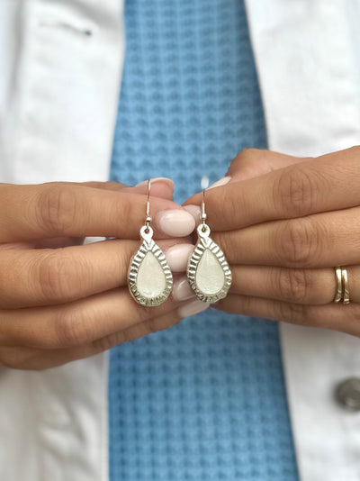 Frances Earrings - Pearl White - Silver