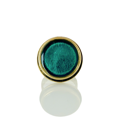 Double Round Ring - Teal - Gold