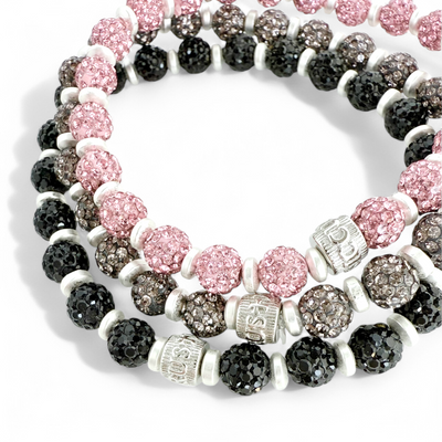 Emerson Lane Trio - Light Pink + Black + Hematite with Silver