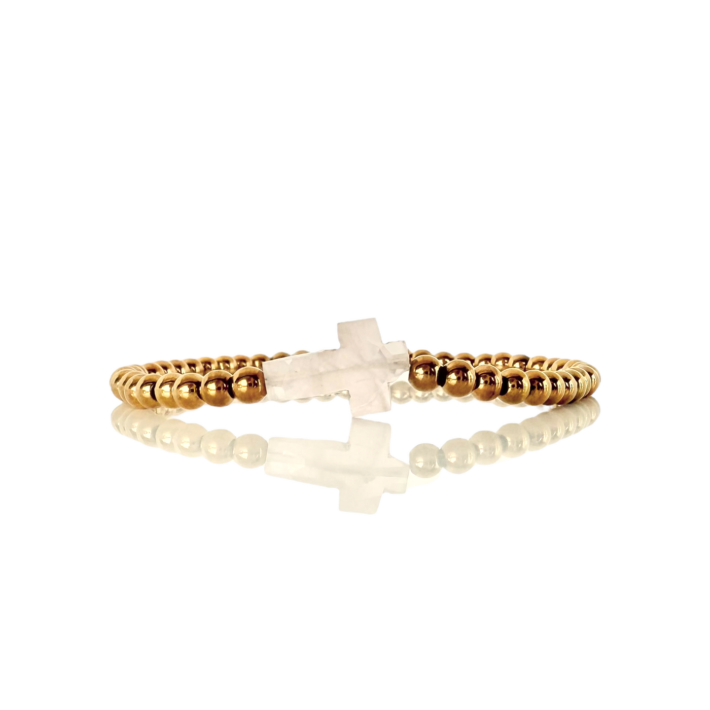 Cross Etched Gemstone - Blush - Gold