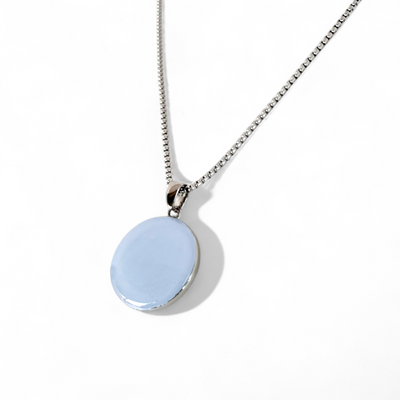 Round 1" Pendant Silver Necklace - Periwinkle