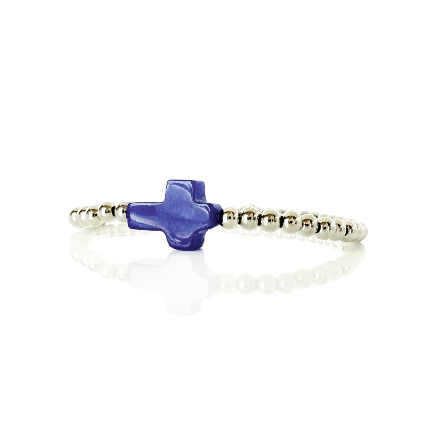 Gemstone Cross - Cobalt Jade - Silver