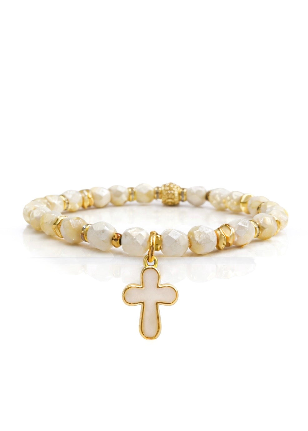 Ever True Gold/White Pearl Cross