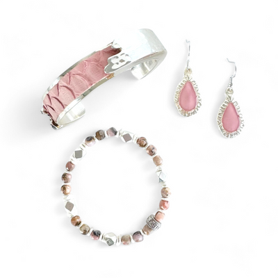 Frances Earrings - Pink in Silver
