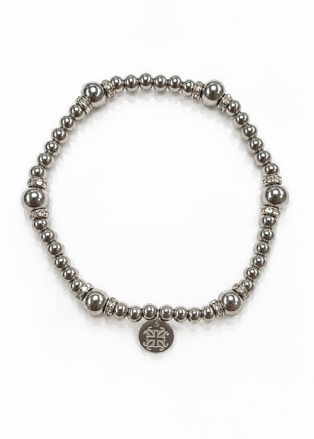 Classic Silver Beaded Variation with 4mm pavé