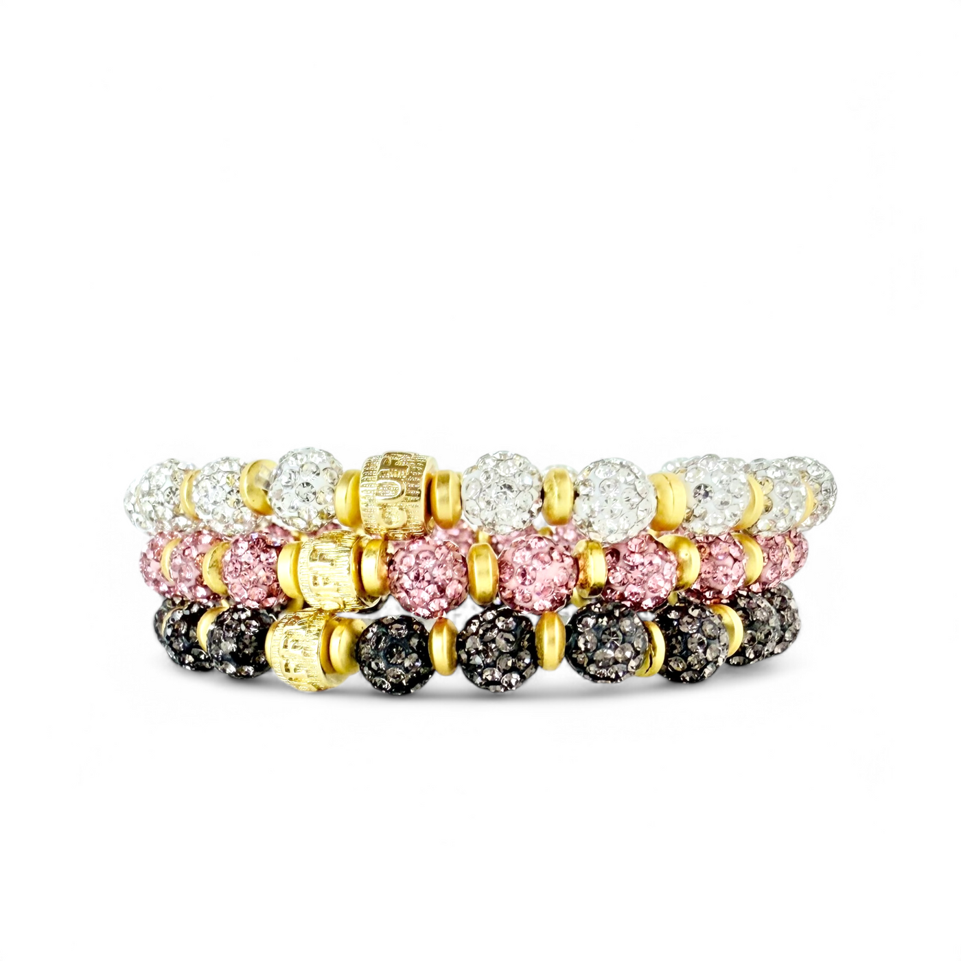 Emerson Lane Trio - Light Pink + White + Hematite with Gold